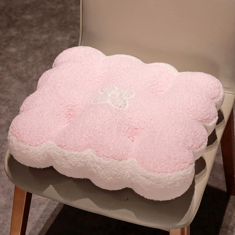 Autumn And Winter Thickened Warm Seat Cushion Cute Biscuit Flower Tatami Seat Cushion Office Waist Sofa Chair Cushion