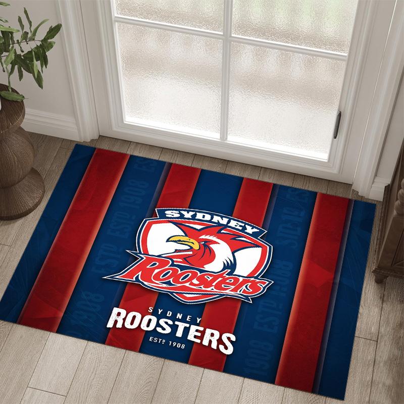 Sydney Roosters Design Kristall Samt Teppich Gemütlich Kein?Rutschfester Teppich mit Aufdruck für Schlafzimmer Wohnzimmer Eingang