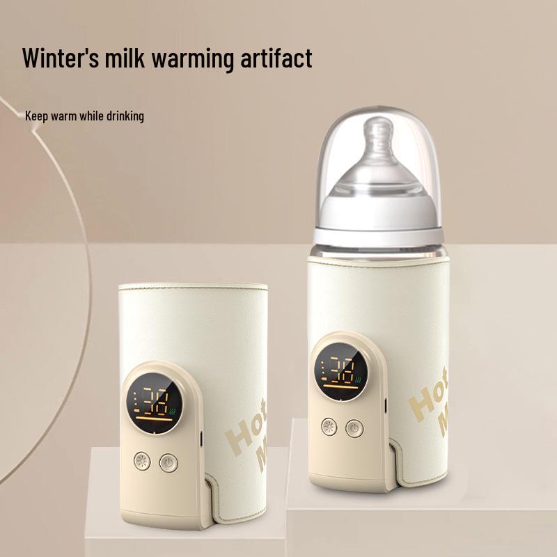 Portable Smart Wireless Rechargeable Breast Milk Warmer with Insulated Sleeve and Constant Temperature for Outdoor Use