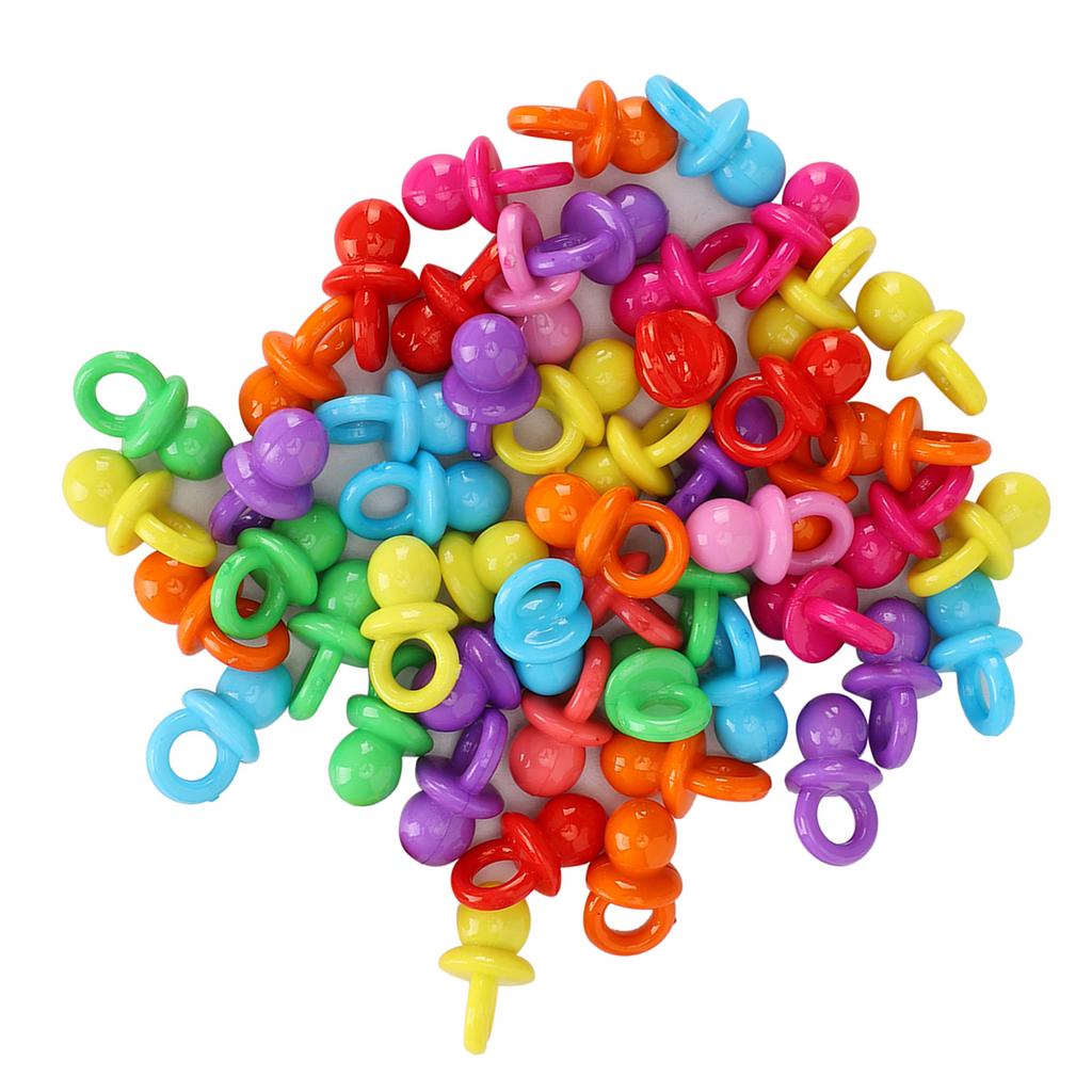 100Pcs Acrylic Pacifier Birthday Party Decoration Baby Baptism Soothing Mini Color Toys