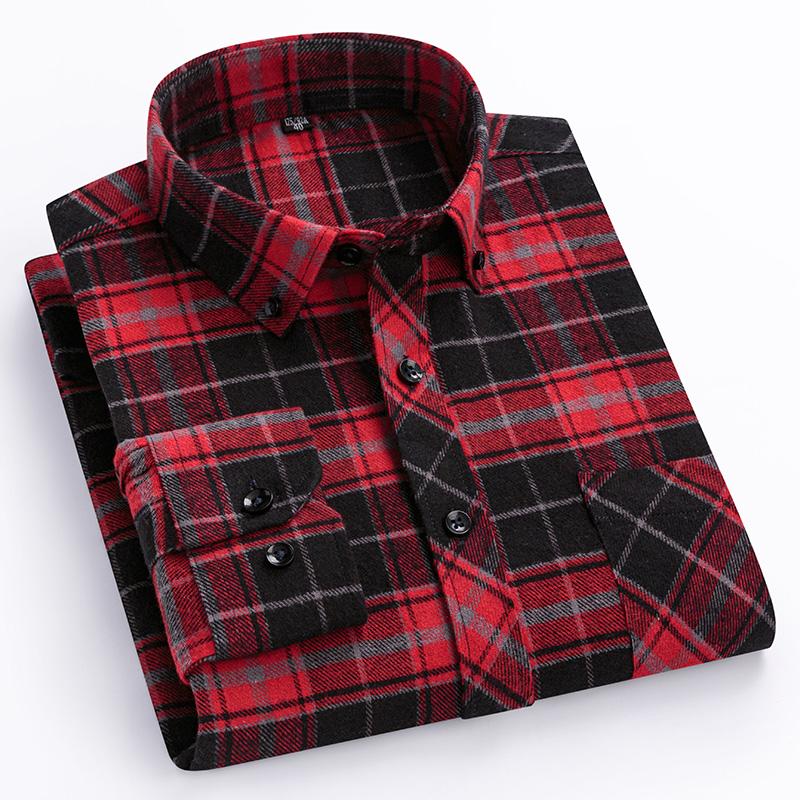 8XL Herren Flanellhemden Herren Langarm Freizeit Herrenhemden Langarm 100% Baumwolle Große Größe Einzelne Tasche Herren kariertes Hemd