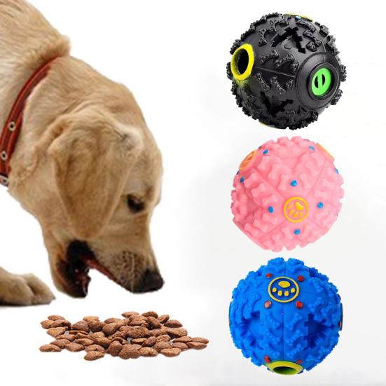 Hračka s kuličkovou pochoutkou Pískací interaktivní krmítko pro domácí mazlíčky Zásobník na žvýkací kuličky pro psy na broušení zubů