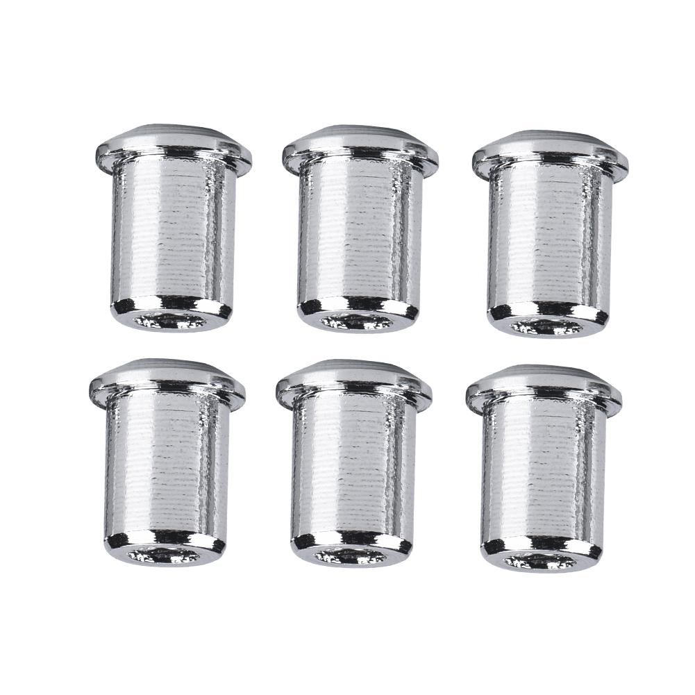 6Pcs Through Body String Mounting Ferrules Replacement For Electric Guitar Bass (Silver)