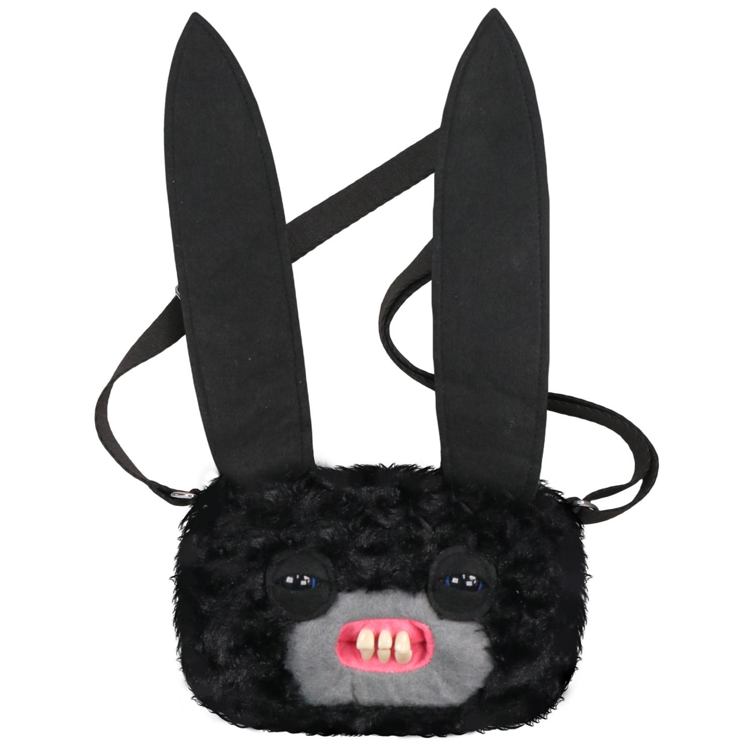 MARKET-3 Lelijke Tanden Monster Pluche Speelgoed Schoudertas Grote Ogen Vreemdeling McStinkles Kat Pluche Crossbody Tas Cadeaus black