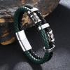 Vintage Skull Multilayer Genuine Leather Bracelet Men Stainless Steel Norse Runes Bangle Jewelry