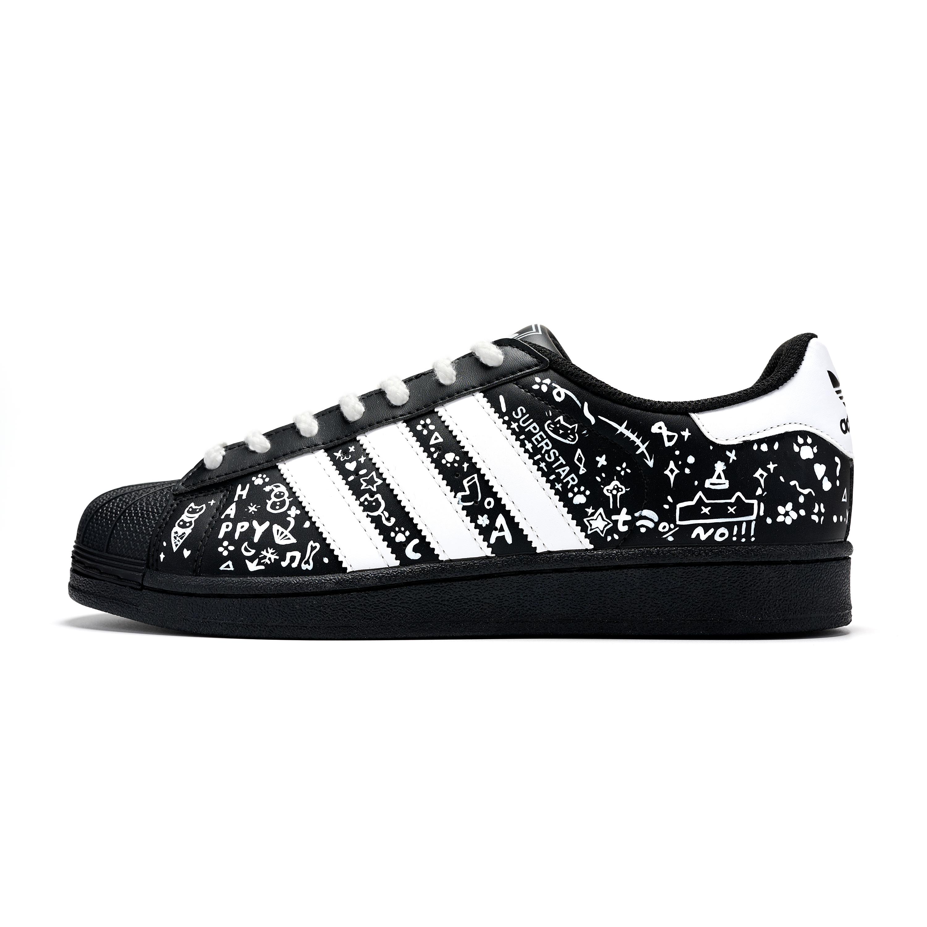 

Adidas Originals Superstar 2 Kitten Tale Leather Abrasion Resistant Low top Skateboard Shoes Men s Black White JI0079(team-516-) 44