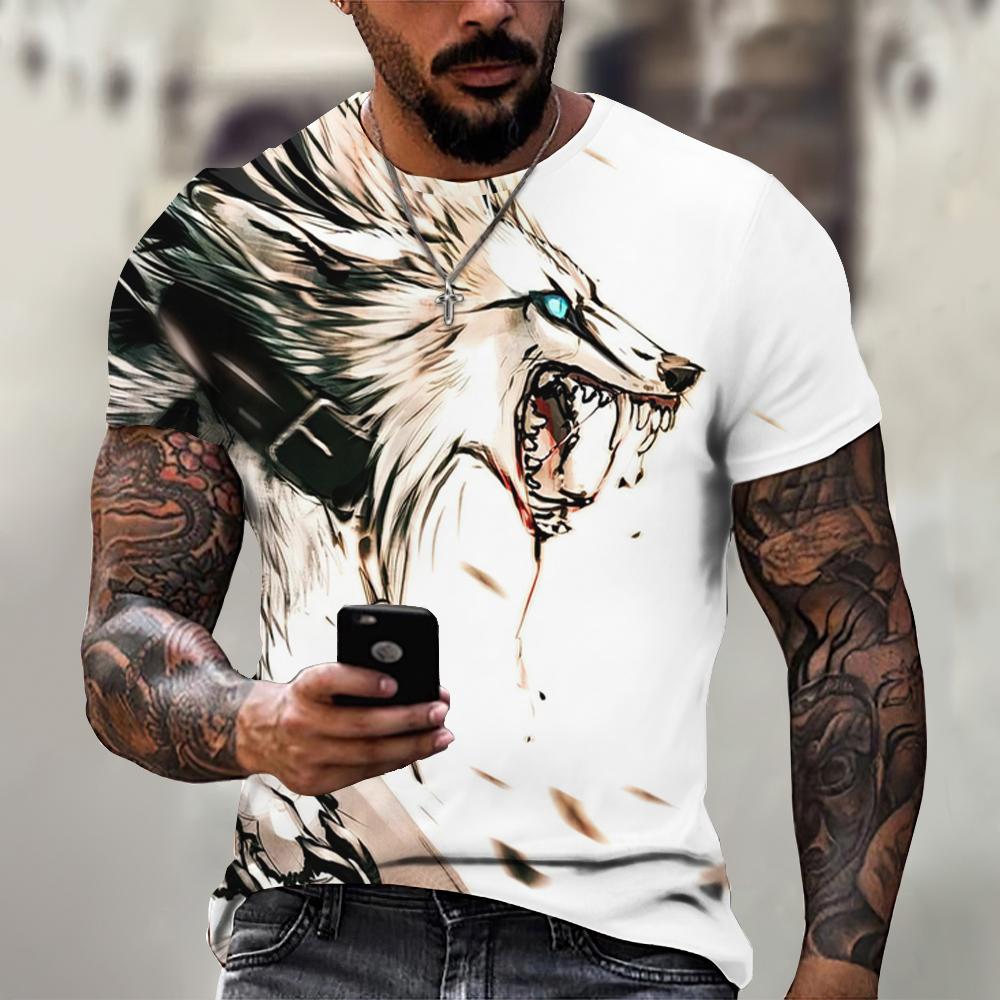 Nové tričko Wolf pro muže Fierce Animal Lion Tiger 3D potištěná tílka s krátkým rukávem Trička Pánské oblečení Oversized tričko