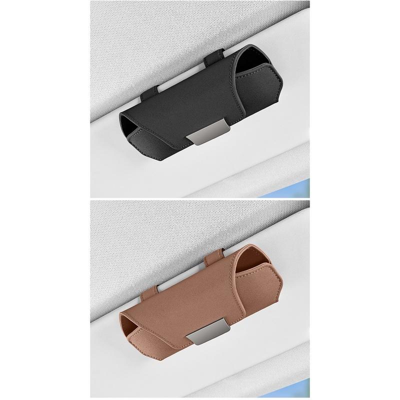 Eyewear Organizer for Car with Magnetic Closure Suede Glasses Case Sun Visor Holder for Sunglasses and Small Items