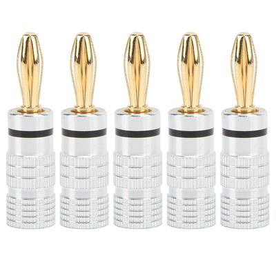 5KS Banánky 4mm/0,2in Průměr Mosazné Pozlacené pro Reproduktorový Kabel Audio Video Přijímač Černé