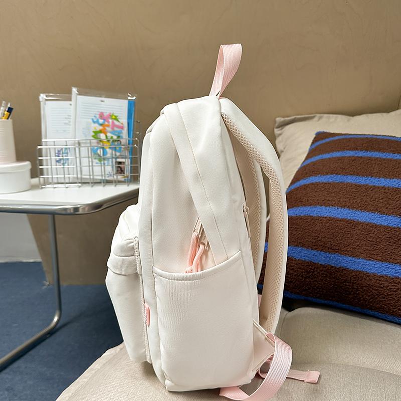 Student Schoolbag Women's Nylon Backpack Lightweight Solid Color Backpack Travel Bag