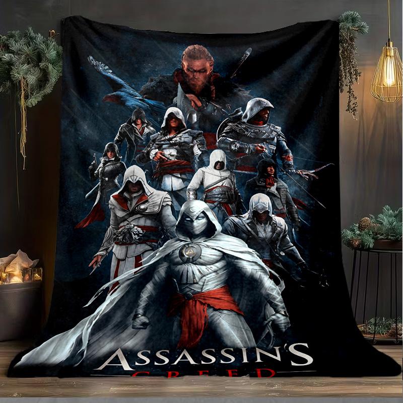 1PC Assassin Blanket Flannel Throw for Sofa, Indoor, Camping, Living Room, Office, Chair, And Bed Soft Birthday Christmas Gift