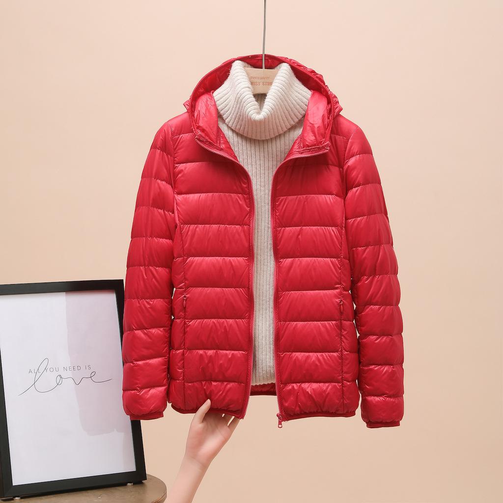 Down jacket women's new short light and thin thickened warm slim white duck down fashion coat