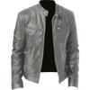Men S Stand Collar Leather Jacket Casual Spring Autumn Outerwear