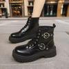 Women's Boots  Shoes Short Barrel New Arrival Goth Platform Plus Size Booties for Modern Woman Lady Sneakers Black Round Toe