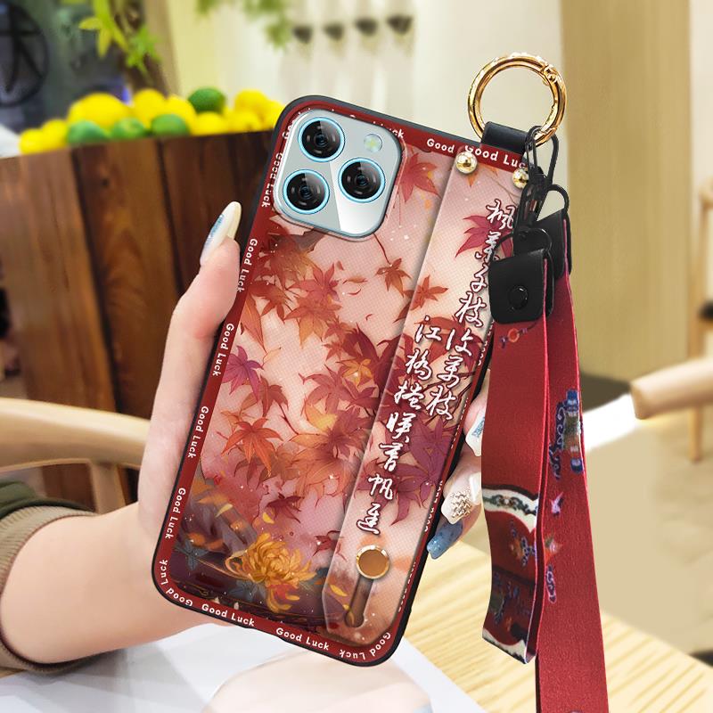 Lanyard Elderly Lady Phone Case For Blackview A95 Waterproof Phone Holder Ring Durable Wristband Kickstand Back Cover