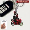 Acrylic Motorcycle Rider Keychain Motorcycle Chain Pendant  Vehicle Interior Decor