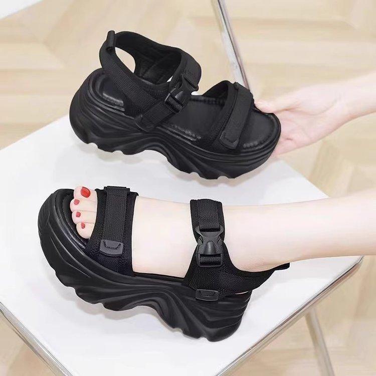 22 Spring and Summer New Sandals Sports Style One-character Open-toed Thick-soled Sandals