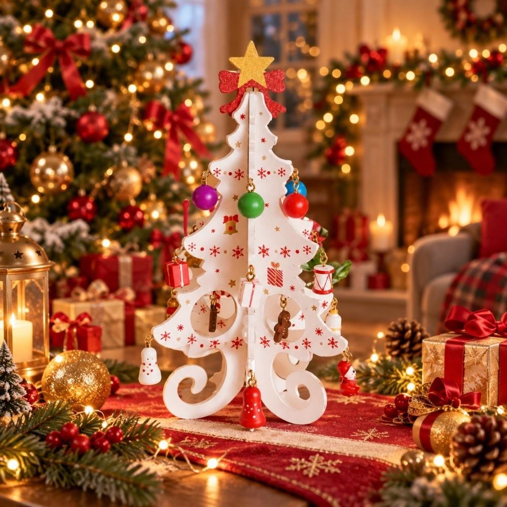 Desktop Display Wooden Christmas Tree Window Display Handmade Christmas Ornaments Party Decoration