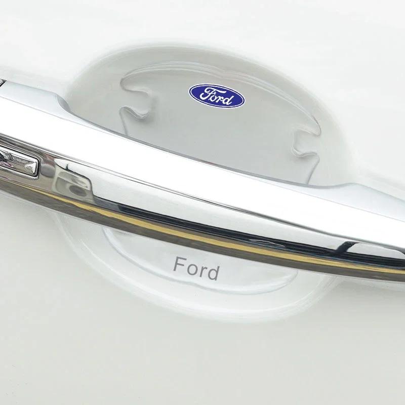Automobilio lipdukas Automobilio durų rankenėlių apsauginiai lipdukai Decal for Ford Logo Escape Fiesta Explorer Mustang Mondeo Focus 3 MK4 MK3 Kuga