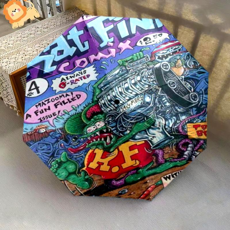 Rat Fink: Wild Ride Folding umbrella Suitable for all seasons Portable light printing Sun umbrella