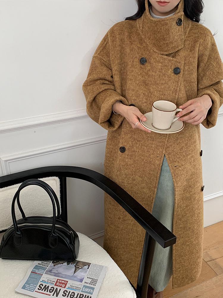 Women's High-End Double-Sided Wool Coat with Stand Collar - 2026 Autumn/Winter Collection