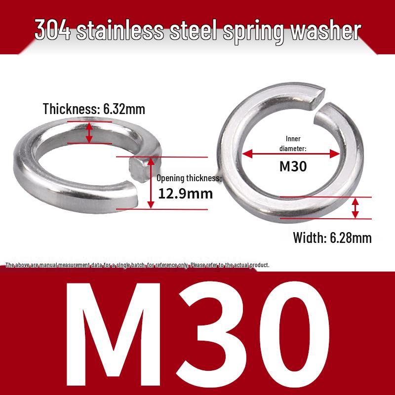 Stainless Steel & Blackened Carbon Steel Spring Washers (M1.6-M42) Elastic Open Washers