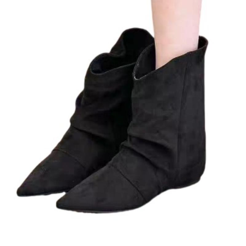 Ankle Boots Women Suede Flats Shoes Sexy Pointed Toe Boots 2025 Designer New Winter Dress Elegant Party Woman Zapatos
