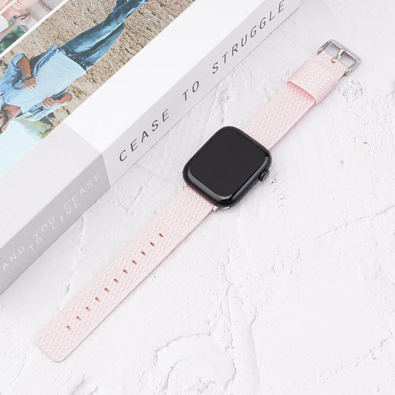 Watch Band For Apple Watch Series 10 42mm/9 8 7 41mm/6 5 4 SE (2023) SE (2022) SE 40mm/3 2 1 38mm Grids Texture Nylon Strap