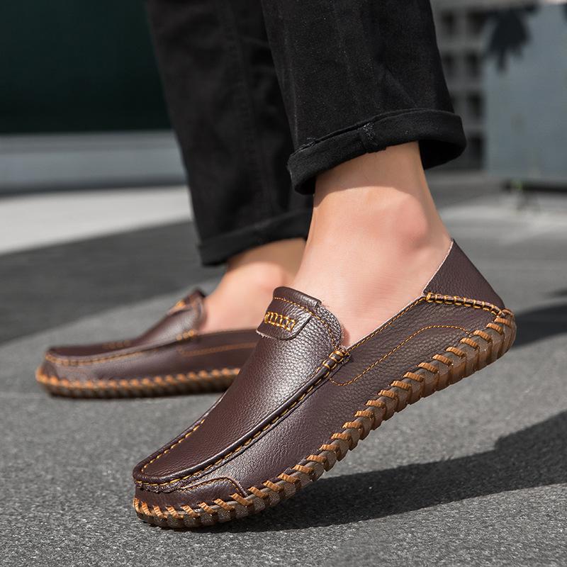 2026 Summer Men's Handmade Leather Slip-On Casual Driving Shoes (Large Size)