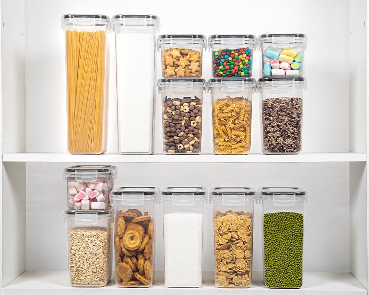 14-delars lufttätt plastförvaringsset för köket för hela korn & torkad frukt