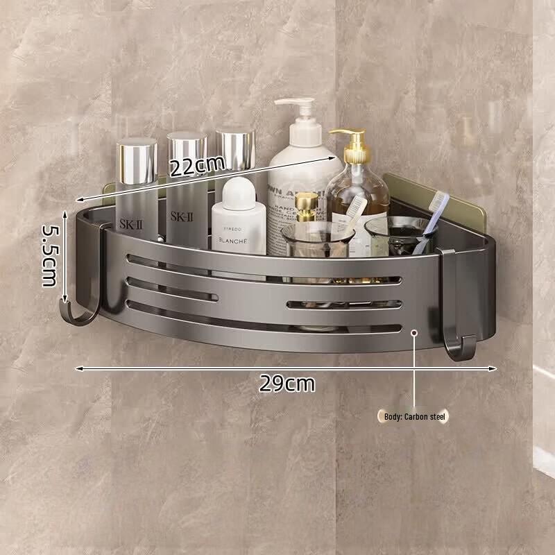 Punch-Free Bathroom Corner Shelf