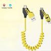 1.1M Retractable Spring 1‑in‑1 61W PD Fast Charge Data Cable USB‑C & IOS Connector for Car Android iOS Phones