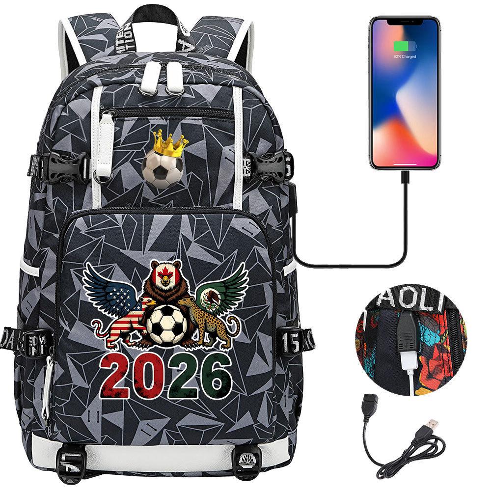 2026 Sports Soccer USB Large Capacity Backpack for Middle High School Students Travel Unisex