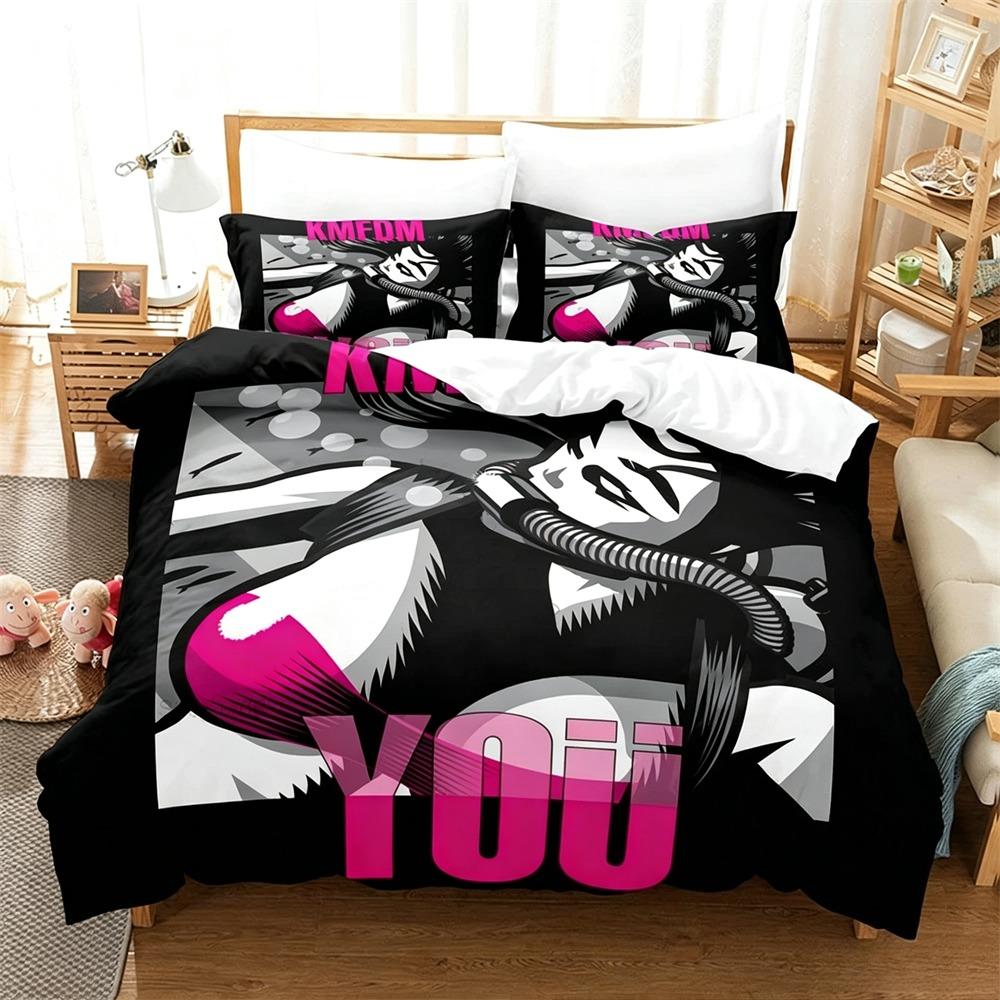 Hot K-Kmfdm Band Duvet Cover Pillowcase Bedding Set Adult Boy Girl Bedroom Decoration Children Gift Single Double Large Size