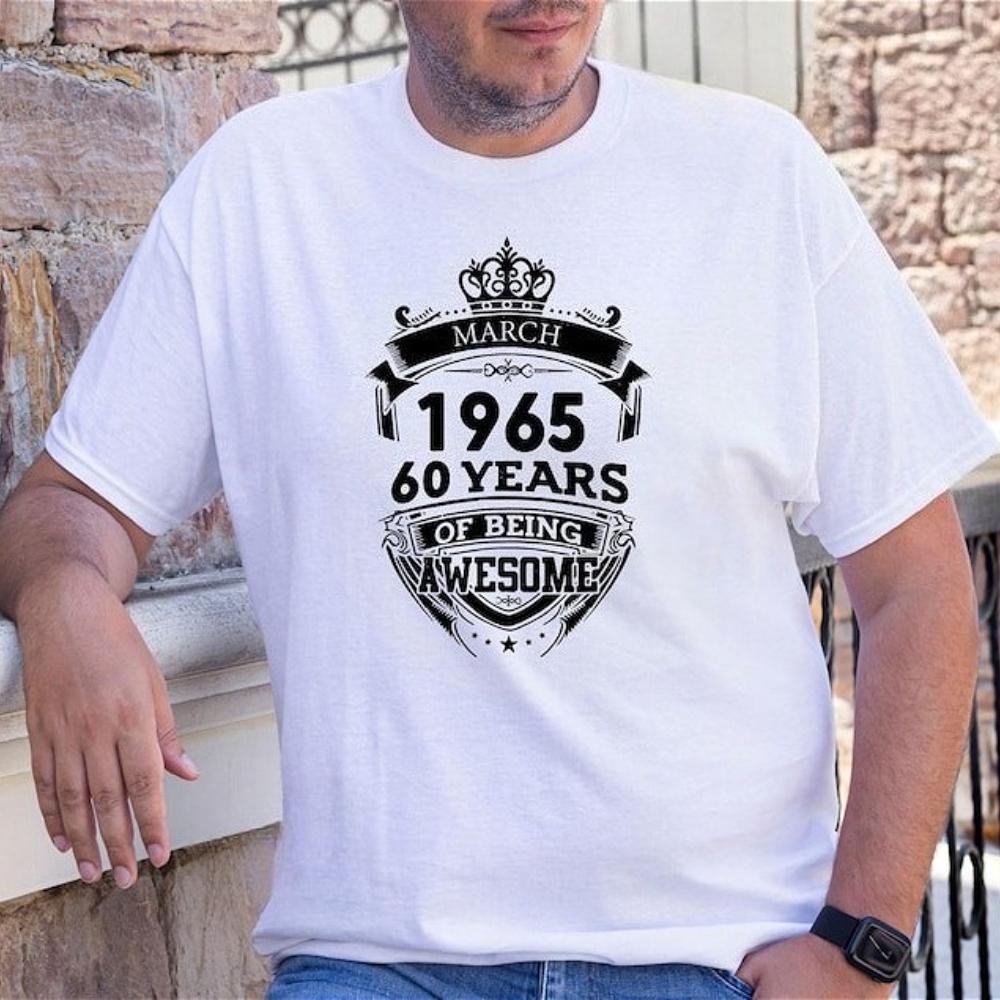 Vintage 1965 60 Years of Being Awesome Birthday TShirt 60th Nostalgia Birthday Print Shirt Unisex Trending Unique Tee