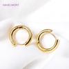 High Quality Simple Vintage Round Earrings 18K Gold Plated Brass 20mmx3mm Hoop Earring For Women Fashion Jewelry Supplies