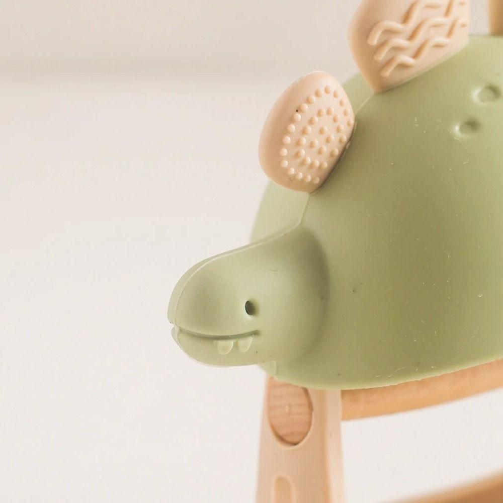 Wood Baby Teething Toy Detachable Infant Chew Toy Durable Dinosaur Teether Toy  Sensory Play