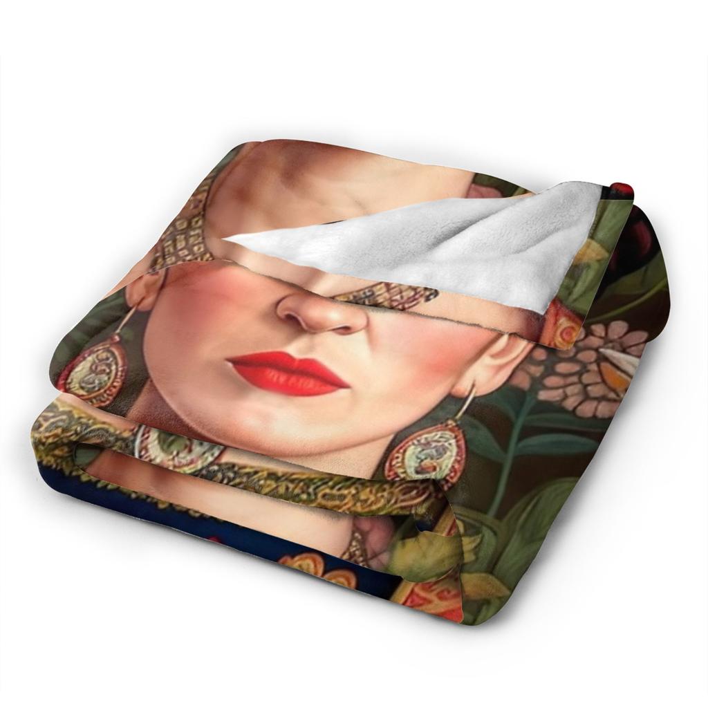 Coperte F-Frida K-Kahlo in Pile Corallo Peluche Estive per Aria Condizionata Traspiranti Coperte Plaid Super Morbide per Divano Copriletti