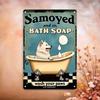 Samoyed and Co Vintage Bath Soap Metal Sign  Wash Your Paws Wall Art   Rustic Decor for Home Bar Cafe Garage Restaura
