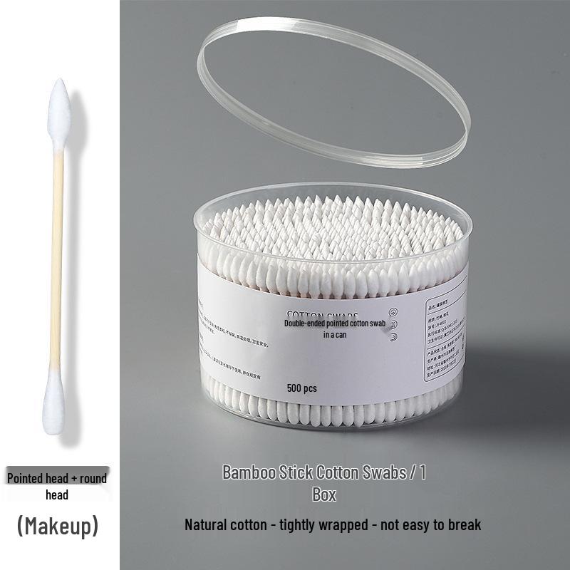 Boxed Double-Ended Bamboo Cotton Swabs for Hygiene, Ear Cleaning & Makeup Removal