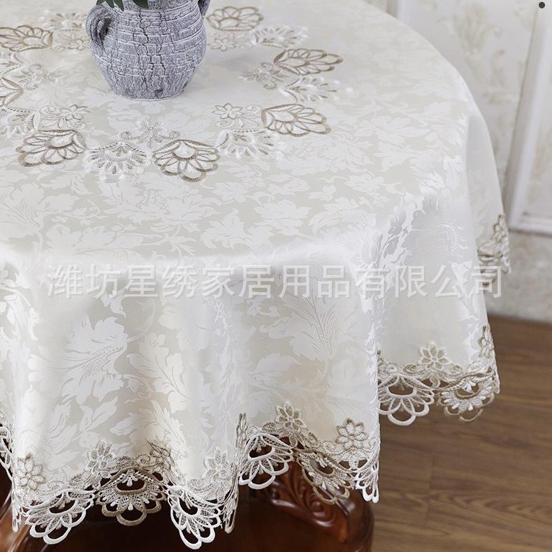 Round Table Cloth, Water-Soluble Lace Fabric, High-End Home Hotel Coffee Table Tablecloth Direct Supply