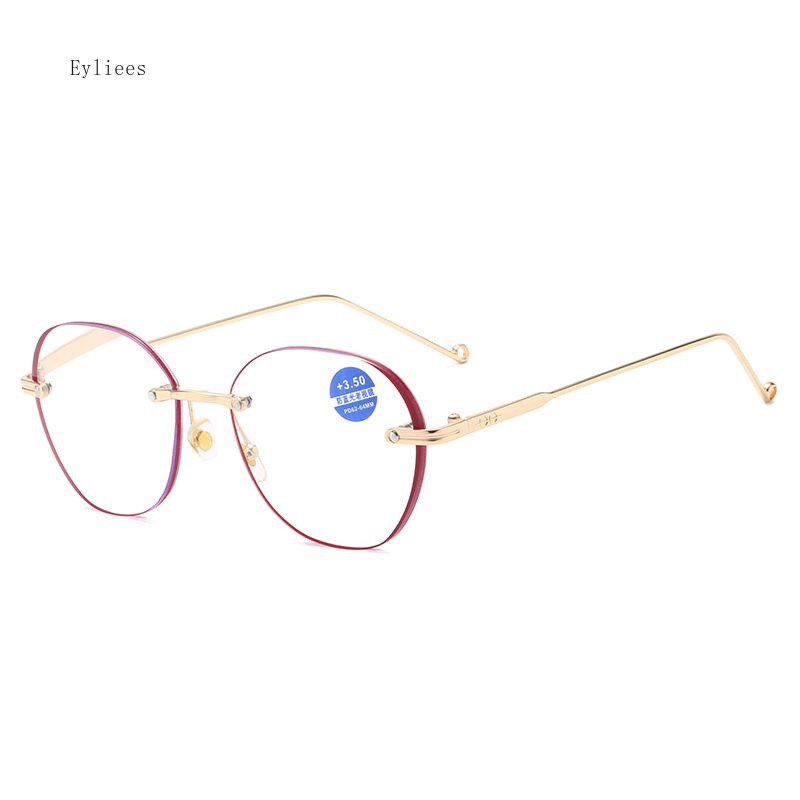 New Gradient Reading Spectacles Presbyopia Female Anti- Blue Ray Reading Sunglasses Ladies PC Lens Frames Hyperopia Framesless Eye Spectacles