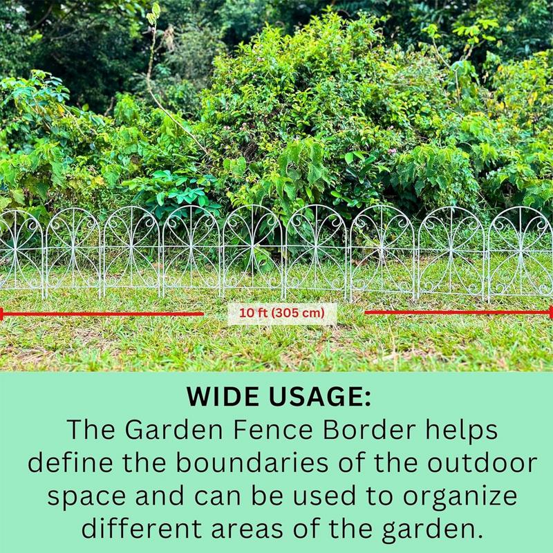 10pcs Decorative Garden Fence Rustproof Metal No Dig Fence Garden Fencing Animal Barrier Flower Fences and Borders for pets