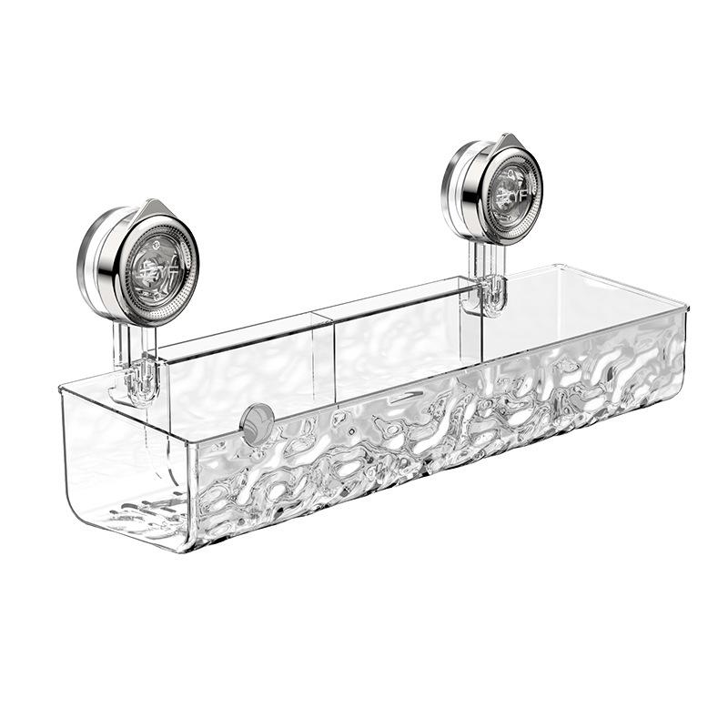 Ripple Suction Cup Storage Rack Bathroom Sink Washbasin, Suction Cup Wall Mounted Non Perforated Bathroom Storage Rack