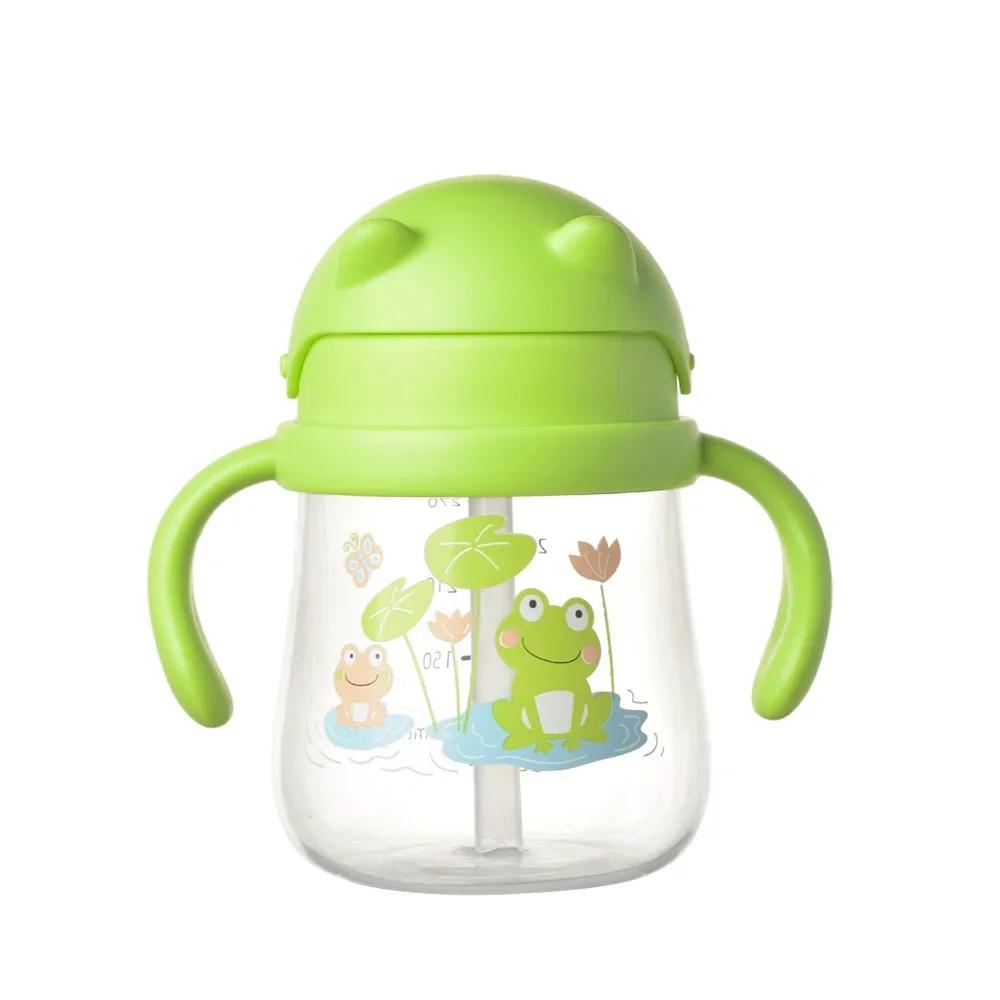 270ML Cute Baby Straw Cup With Double Easy-grip Handle Portable Children Training Drinking Cup Anti-choking Water Cup