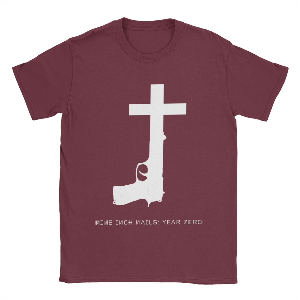 

Men T-Shirt Nine Inch Nails NIN Casual 100% Cotton Tees Short Sleeve T Shirts O Neck Clothes 4XL 5XL XXXXXL бордовий
