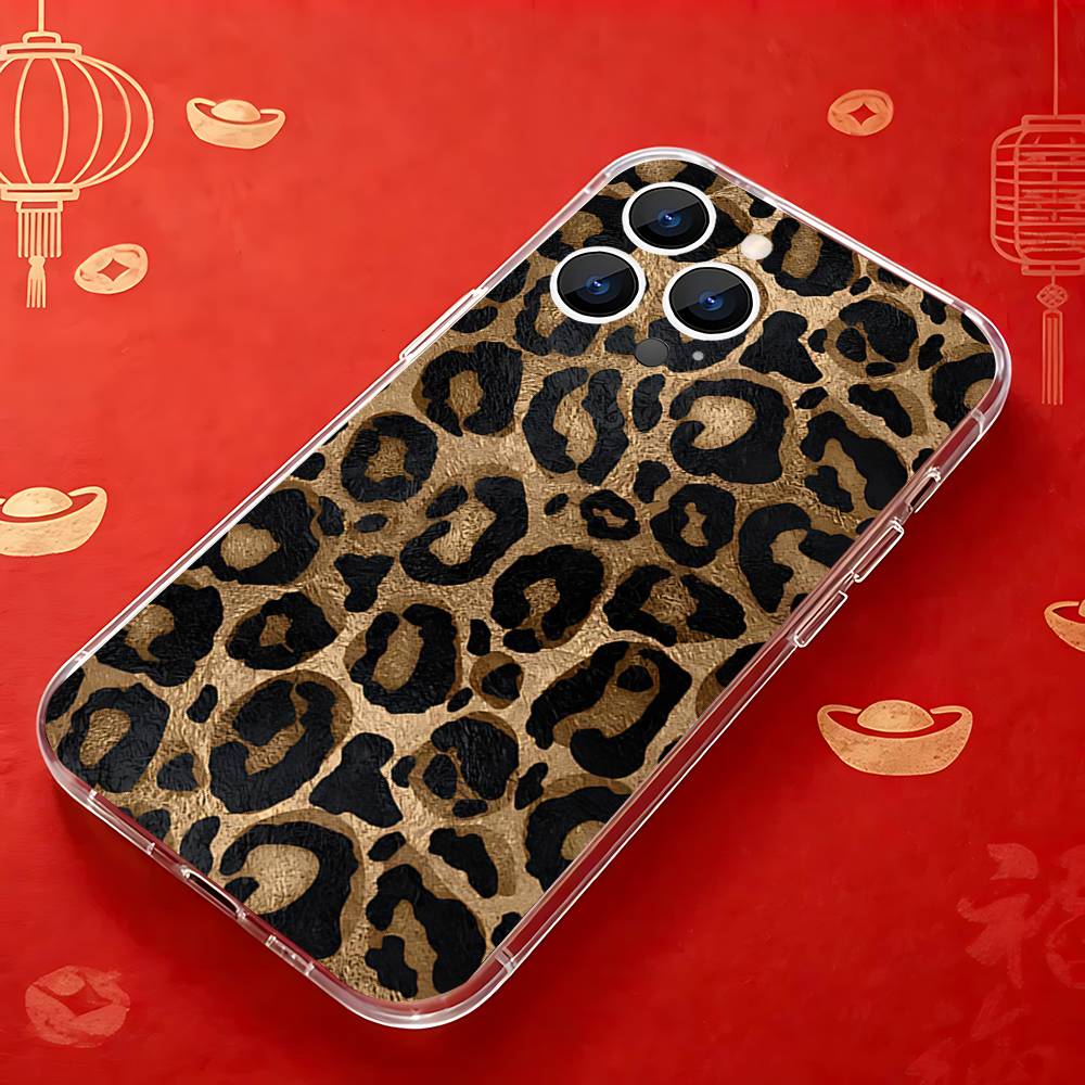 

Tiger Leopard Print Fashion Transparent soft case for iPhone 17,16,15,14,13,12,11,Pro,Max,Plus, X,XS,XR,SE4,E Mini iPhone16PRO