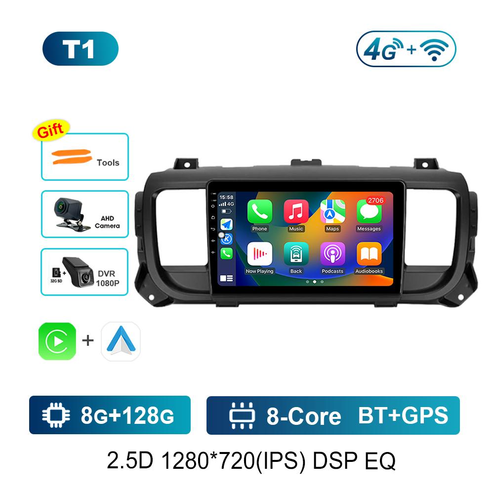 Carplay Android OS 9'' for Citroen Jumpy 3 2016 - 2021 for Peugeot Expert 3 2016 - 2021 Car Radio Multimedia Player 4G Bluetooth
