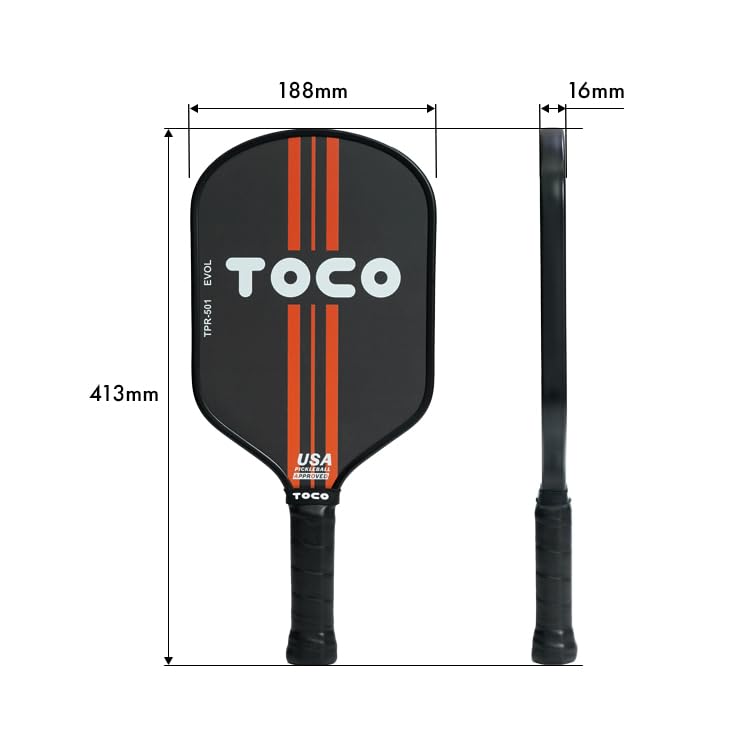TOCO EVOL Pickleball Japanisches T700 USAPA Zugelassenes TPR-501 Schläger, Marke, Karbon,