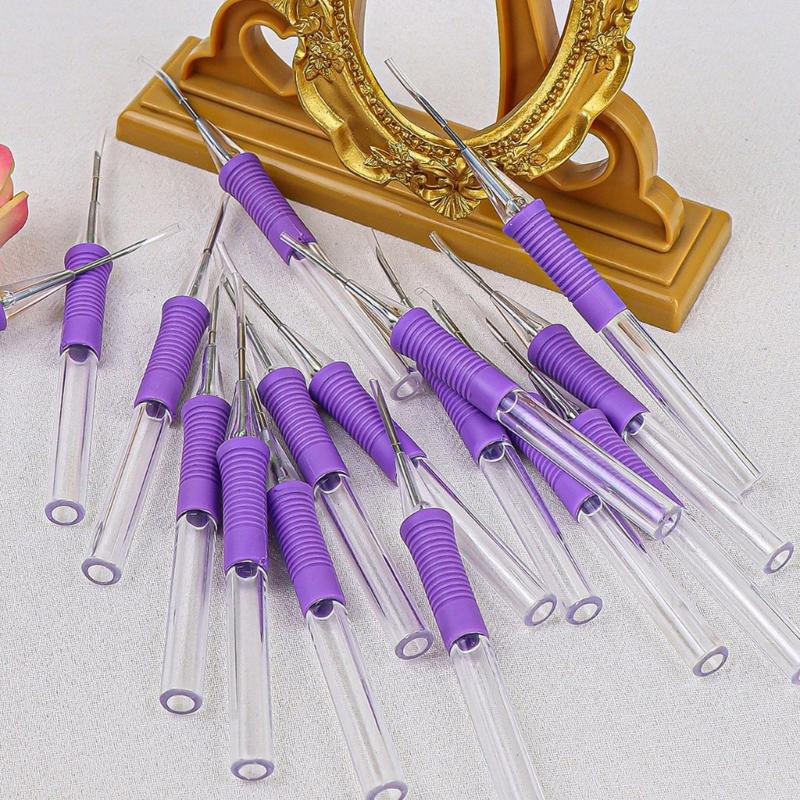 5Pieces Punching Needle Embroidery Pen with Needle Threader Punching Needle Tool ABS Embroidery Pen for Stitching Craft